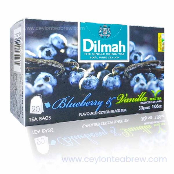 Dilmah Ceylon black tea bags with natural Blueberry and Vanilla flavor