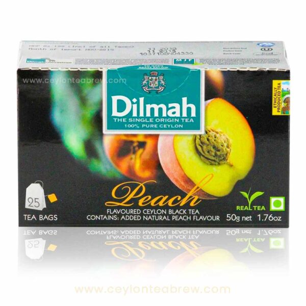 Dilmah ceylon tea bags with peach flavor