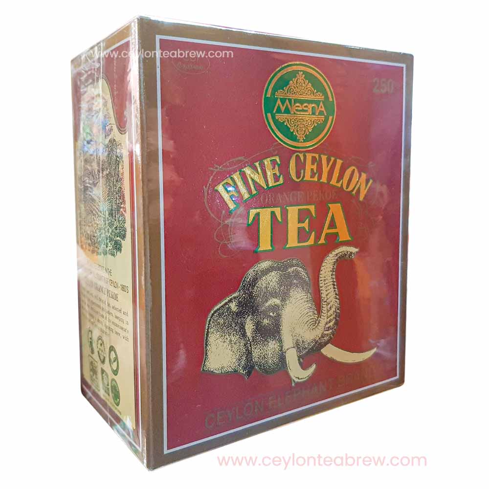 Mlesna Ceylon finest orange pekoe black long leaf tea elephant brand -  Ceylon tea brew UK