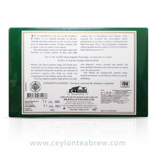 Mlesna Ceylon premium highland pure black tea bags