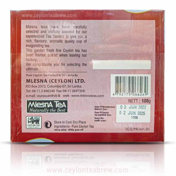 Mlesna Ceylon gold luxury blend tea bags 50