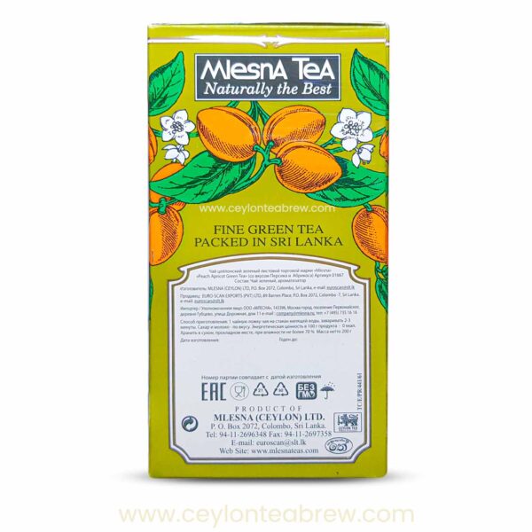 Mlesna Ceylon tea Peach apricot green tea bags