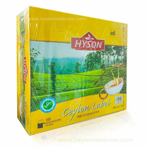 Hyson Ceylon pure black enveloped tea bags yellow label 2