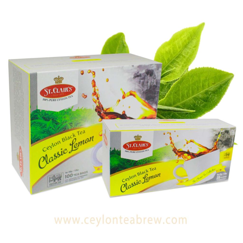St Clairs Ceylon black tea classic earl lemon tea bags