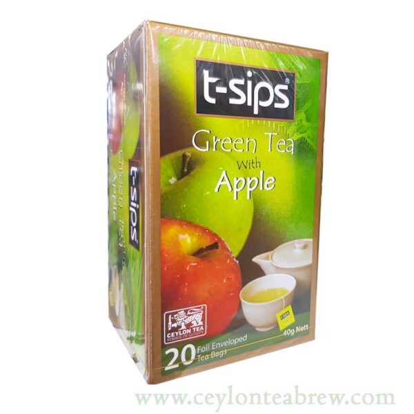 T Sips Ceylon green tea with Apple flavor tea bags