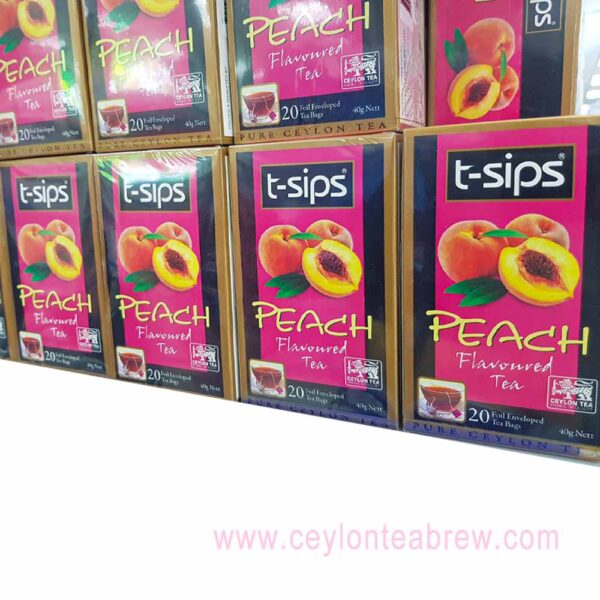 T sips Ceylon natural Peach flavored tea bags