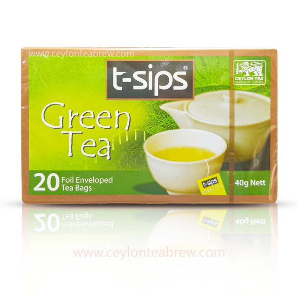 T sips ceylon pure green tea bags 1