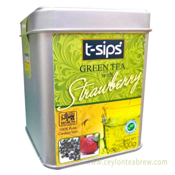 T sips ceylon pure green tea with strawberry flavor