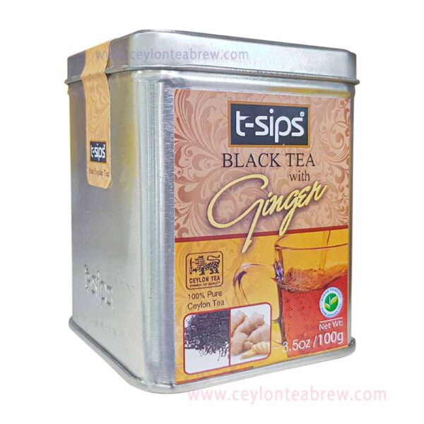 T sips pure ceylon black leaf tea with natural ginger