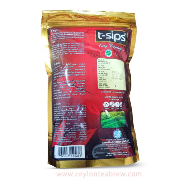 t sips Ceylon premium black bopf tea leaves loose pack 1