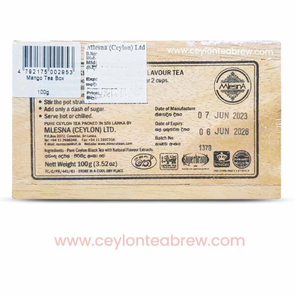 Mlesna Ceylon loose leaf tea with mango flavor in wooden box 2