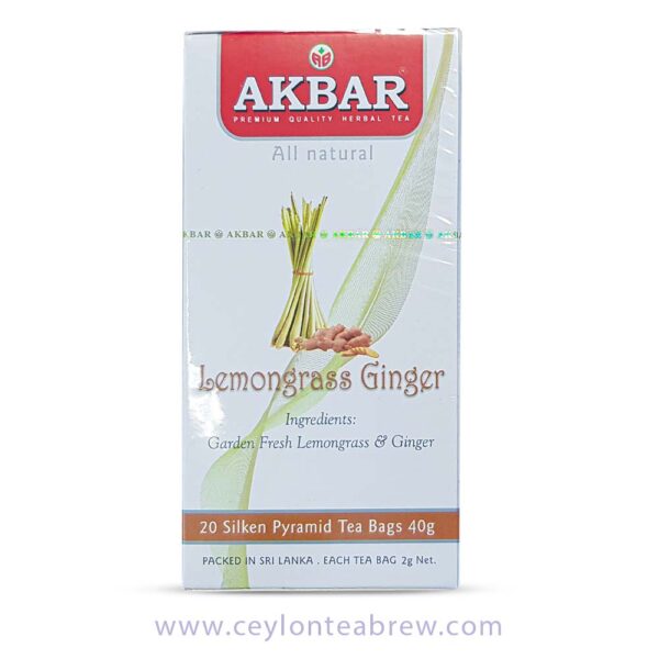 Akbar Ceylon Lemongrass and ginger fusion tea bags with real pieces