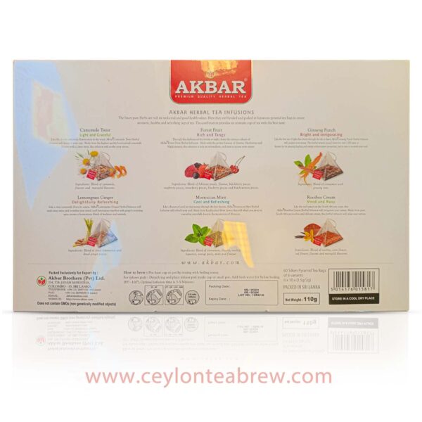 Akbar ceylon black and green tea with real fruits pieces tea bags