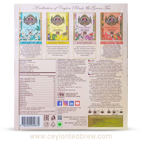 Basilur Ceylon black and green tea Assorted Vintage blossoms tea bags
